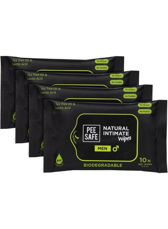 PEESAFE Pee Safe Intimate Wipes for Men, Biodegradable, pH balanced - 40 Wipes (Pack of 4) - Image 1
